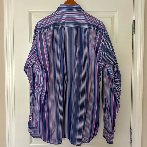 Bugatchi Uomo Striped Button Down Long Sleeve Shirt - Picture 2 of 4